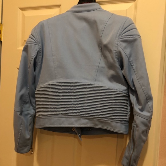 Authentic Chanel Moto Jacket Powder Blue Size 40 - Picture 3 of 8
